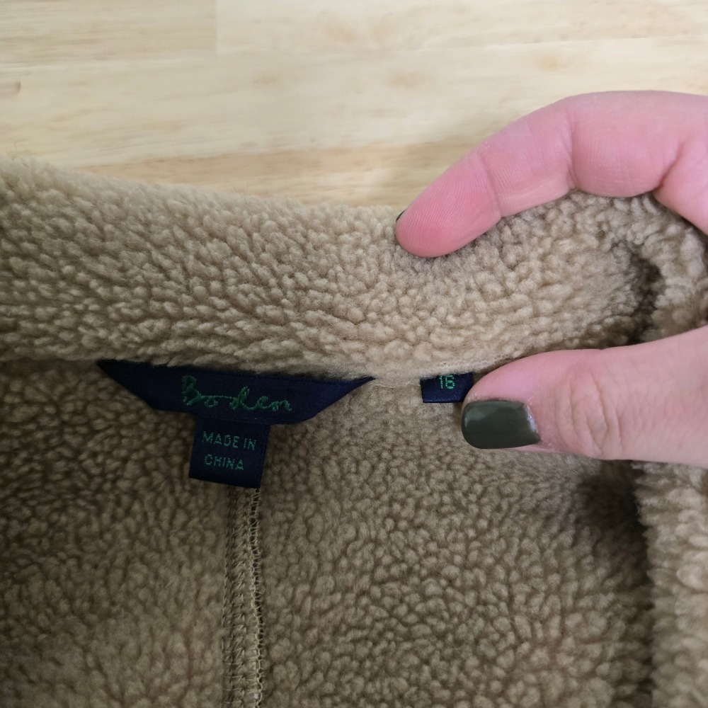 Vintage Boden Womens Brown Faux Suede Sherpa Shearling Pennylane Coat Size 16 - Picture 3 of 8